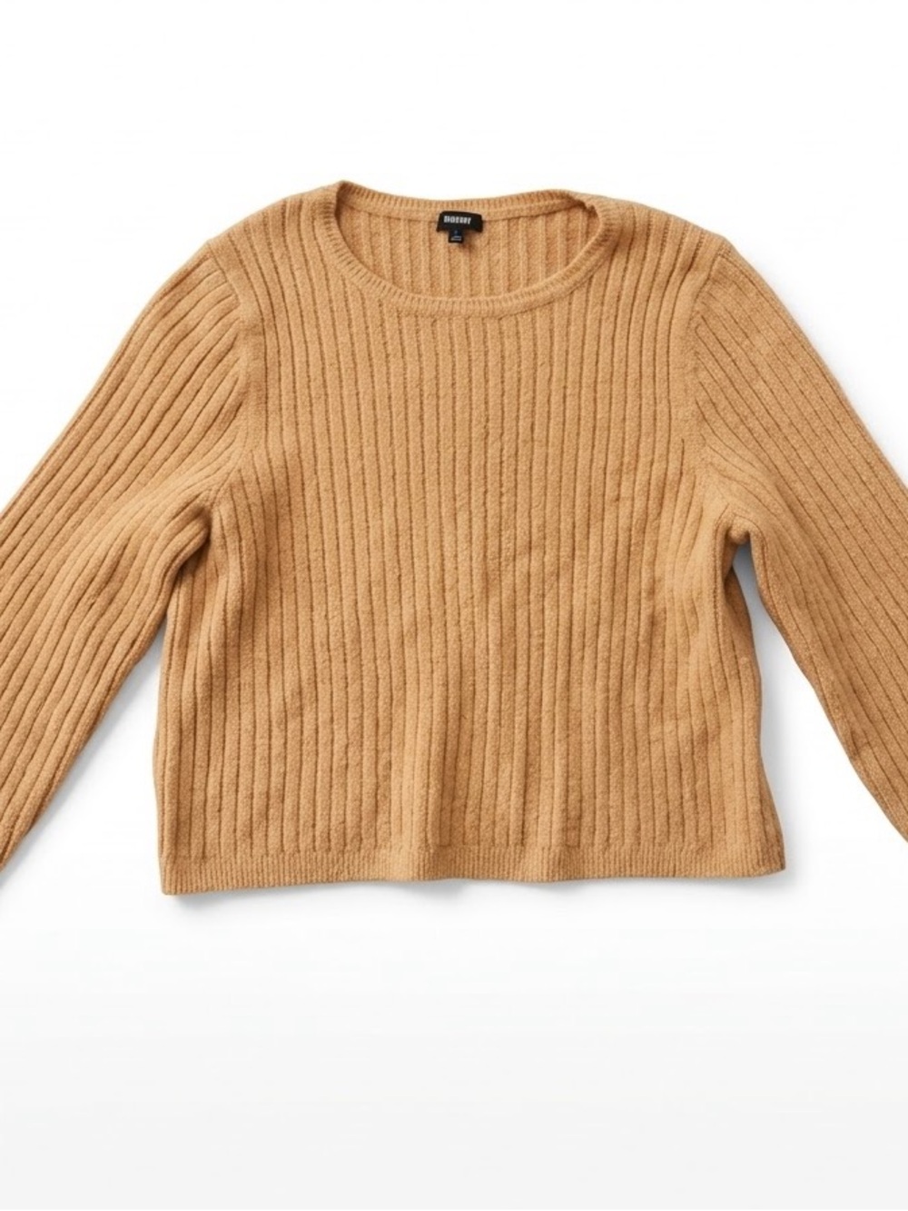Express Ribbed Camel Crewneck Sweater